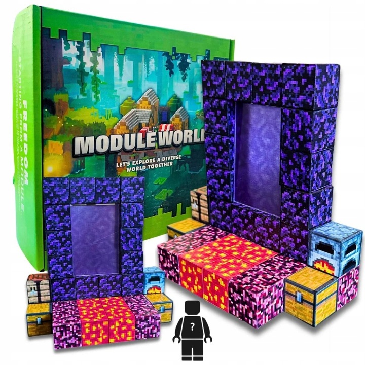 KLOCKI MAGNETYCZNE SZEŚCIANY ZESTAW 32 KLOCKÓW + 1 LUDZIK BLOKI 3D PIKSELE