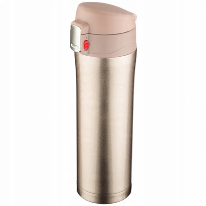 KUBEK LOCK 440 ML ZŁOTY termiczny szczelny z blokadą i izolacją próżniową