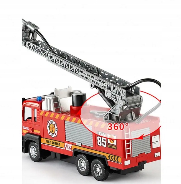 STRAŻ POŻARNA WÓZ SAMOCHÓD STRAŻACKI Z NAPĘDEM LEJE WODĄ ŚWIATŁO DŹWIĘK
