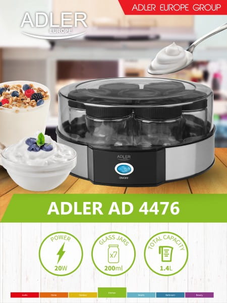 JOGURTOWNICA do PYSZNEGO DOMOWEGO JOGURTU w KOMPLECIE 7 SŁOIKÓW 1,4L