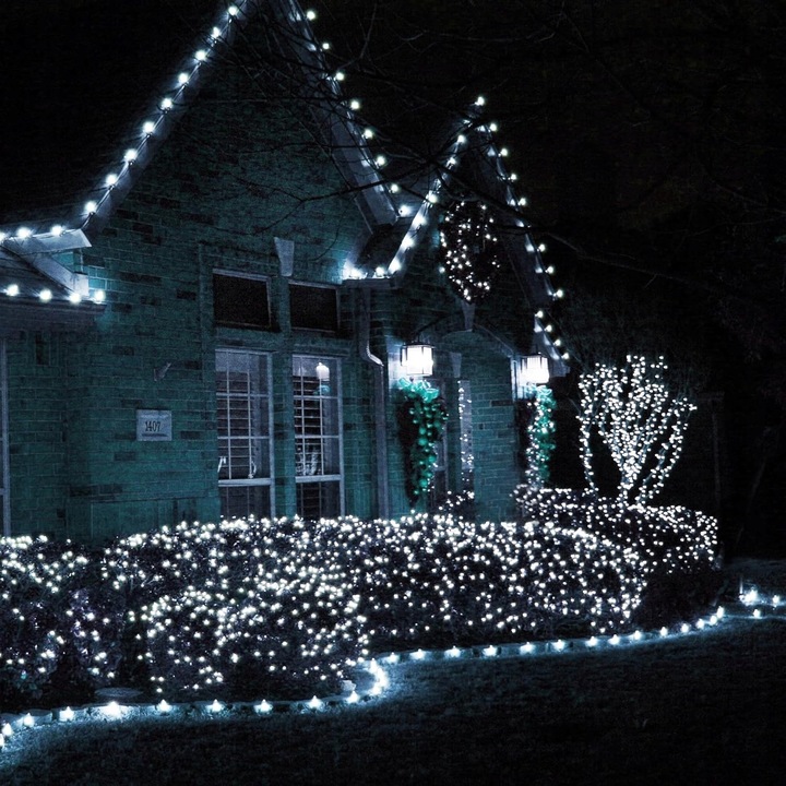 LAMPKI CHOINKOWE 1000 LED BIAŁE ZIMNE IP44 68 M 8 TRYBÓW NA CHOINKĘ