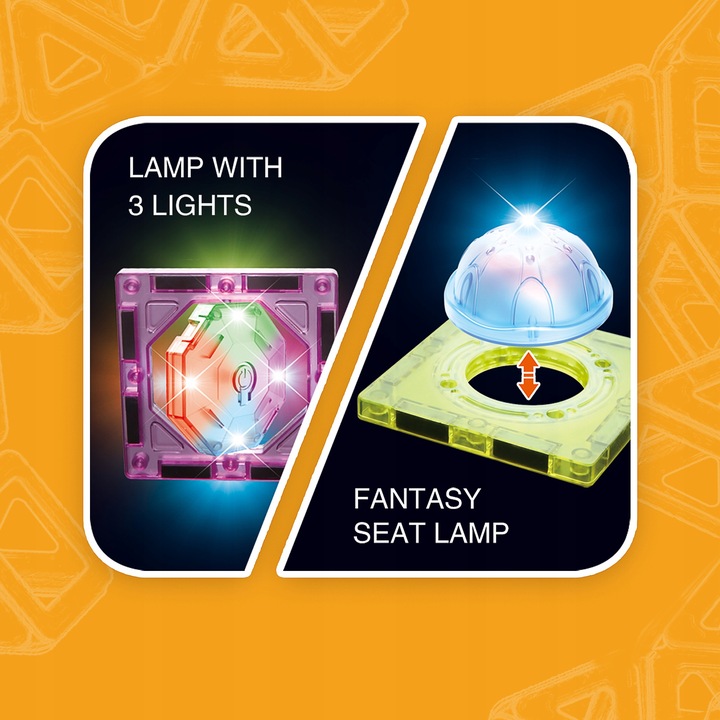 KLOCKI MAGNETYCZNE KONSTRUKCYJNE ŚWIECĄCY TOR PANELE 75 elementów