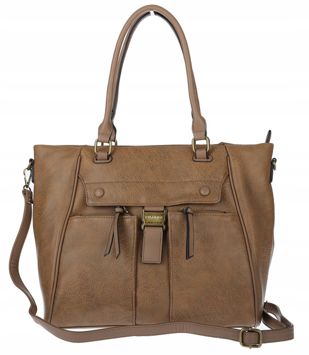Torebka Damska Listonoszka Shopper Duża A4 Torba na Ramię CH66811 Brązowa
