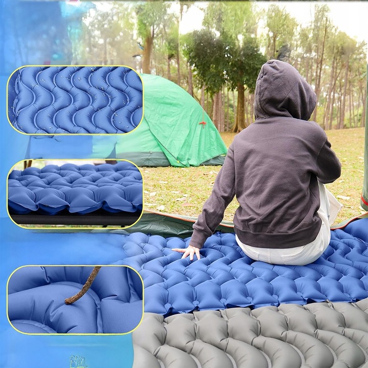MATA SAMOPOMPUJĄCA MATERAC KARIMATA TURYSTYCZNA Z PODUSZKĄ NAMIOT KEMPINGU