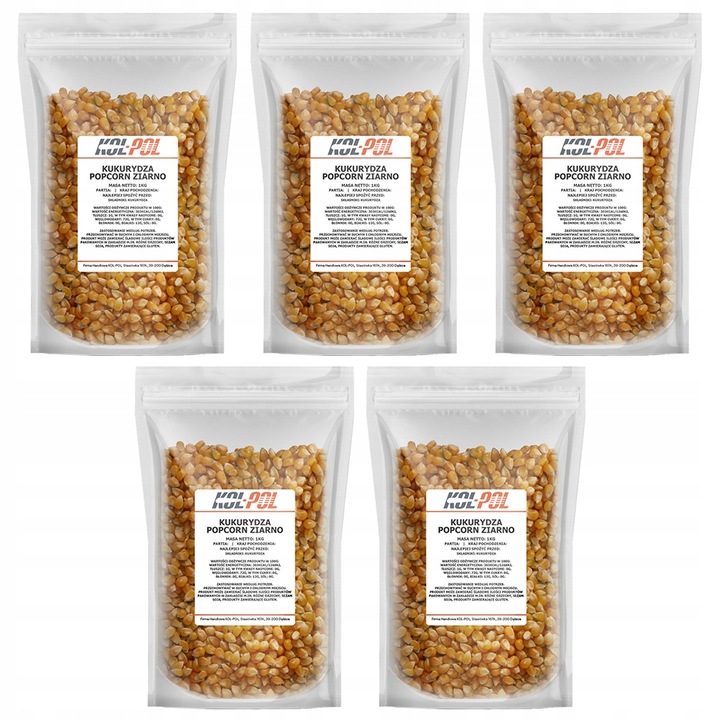 KUKURYDZA POPCORN 5kg Ziarno do prażenia bez soli | KOL-POL