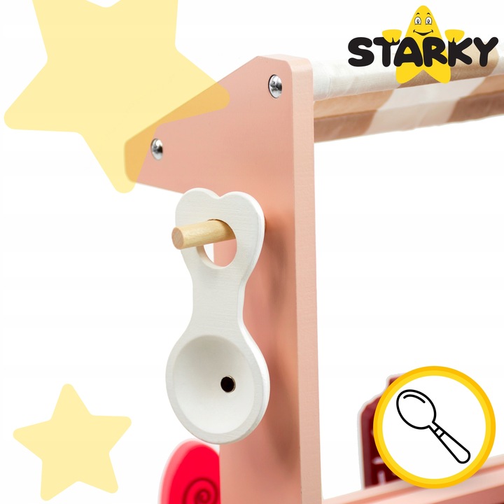 Lodziarnia drewniana dla dzieci zabawka wózek na kółkach lody gałki patyku