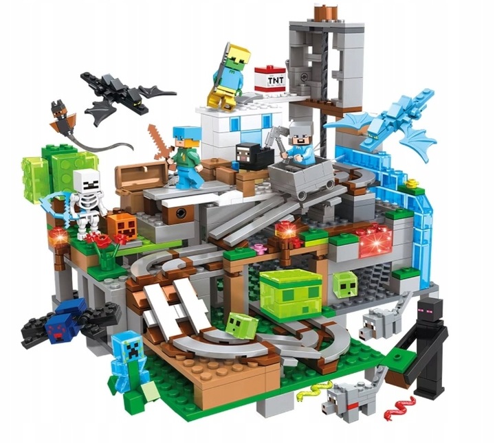 KLOCKI KONSTRUKCYJNE MINE WORLD JASKINIA GÓRSKA SMOK DLA DZIECI DO ZABAWY