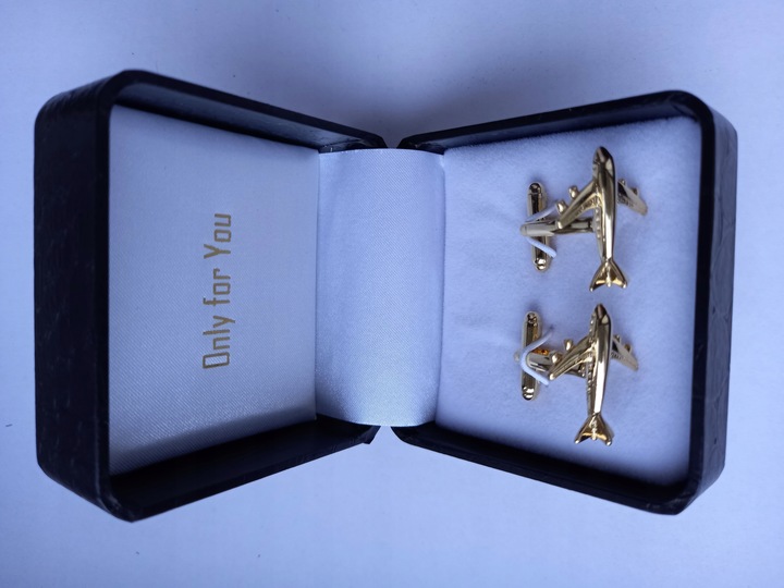 Złote spinki do mankietów Exciting Samolot Boeing Embraer Bombardier Airbus