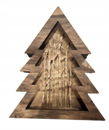 CHOINKA DREWNIANA las 10led 34cm TIMER BRĄZOWA