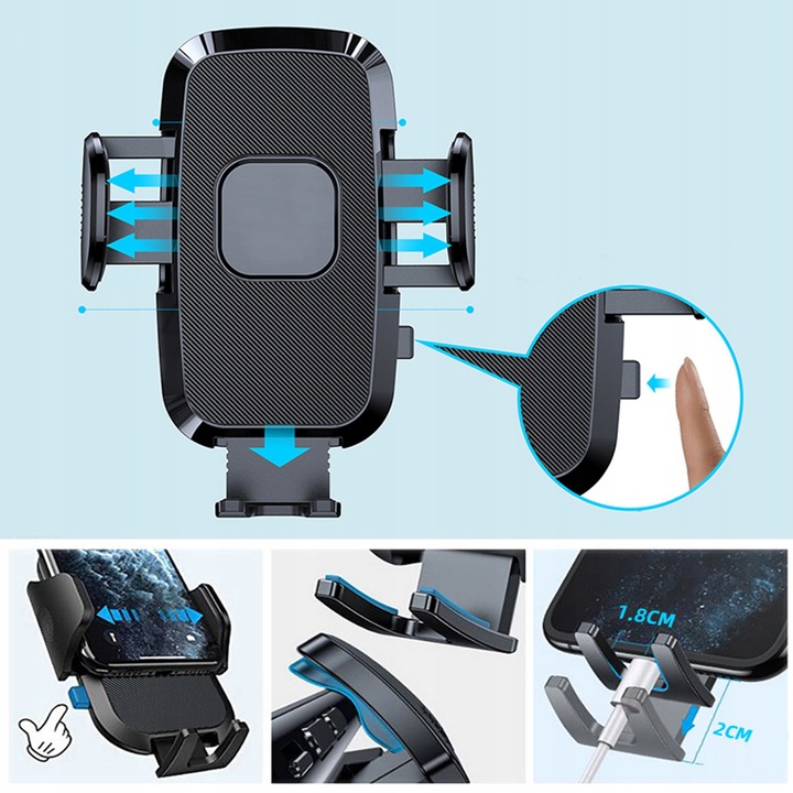 UCHWYT WIESZAK NA TELEFON NA KRATKĘ WYLOT POWIETRZA DO SAMOCHODU Z PRZYCISK