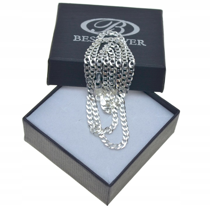 MĘSKI ŁAŃCUSZEK SREBRNY 925 PANCERKA 55CM +PREZENT