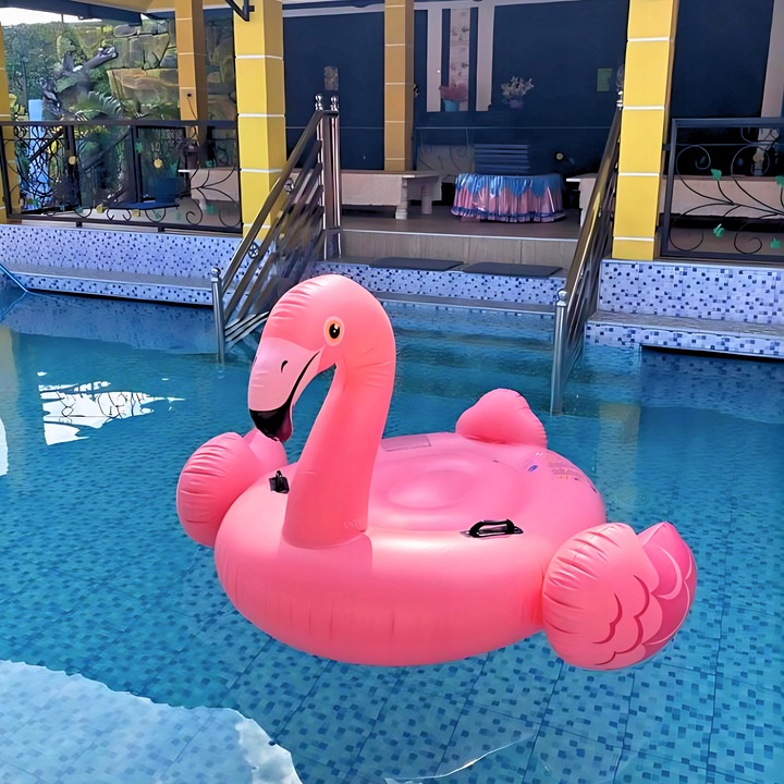 DMUCHANY MATERAC FLAMING Z UCHWYTAMI INTEX 57558 DUŻY XXL do wody pływania