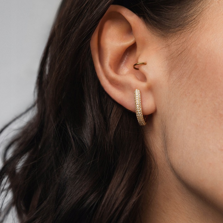 Kolczyki koła pozłacane ANIA KRUK złote ażurowe cyrkonie srebro 925