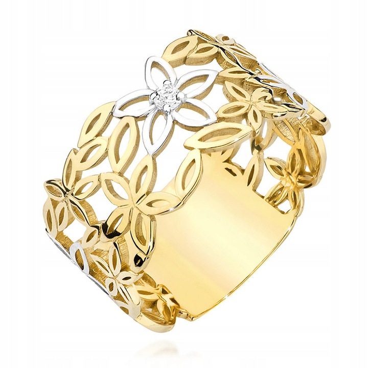 ELEGANCKI ZŁOTY PIERŚCIONEK 333 z CYRKONIAMI r.21