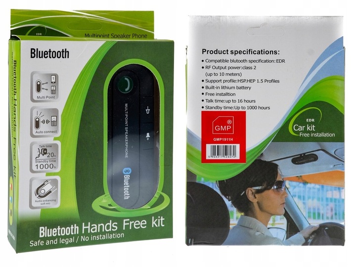 ZESTAW GŁOŚNOMÓWIĄCY SAMOCHODOWY GMP BLUETOOTH 4.1