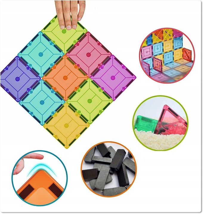 KLOCKI MAGNETYCZNE Duże 3D Magnetic Tiles Konstrukcyjne zestaw XXL 80 el