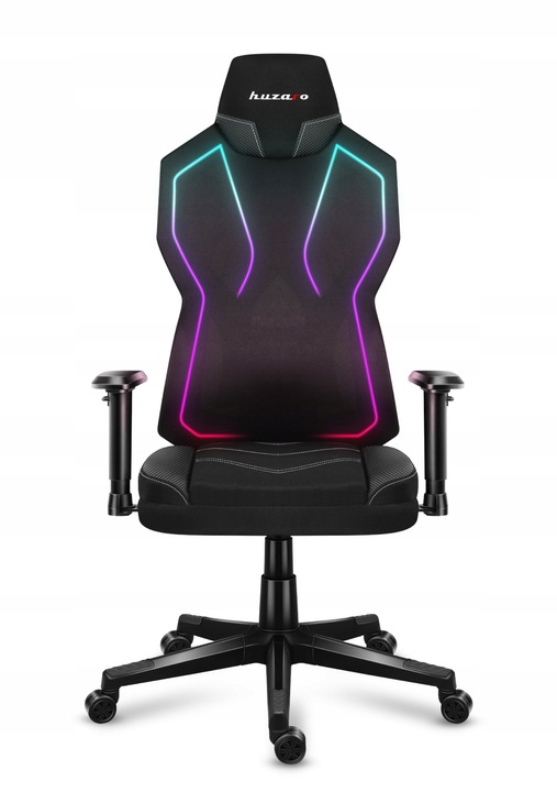 STYLOWY Fotel Gamingowy HUZARO Combat 6.2 Black z Oświetleniem RGB LED