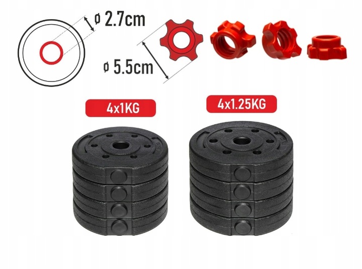 Regulowane hantle bitumiczne 10kg 2x5kg zestaw sztanga