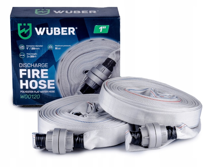 WĄŻ STRAŻACKI DO POMPY BIAŁY FAST-FIX MOCNY DŁUGI DO WODY SZAMBA 1" 20M