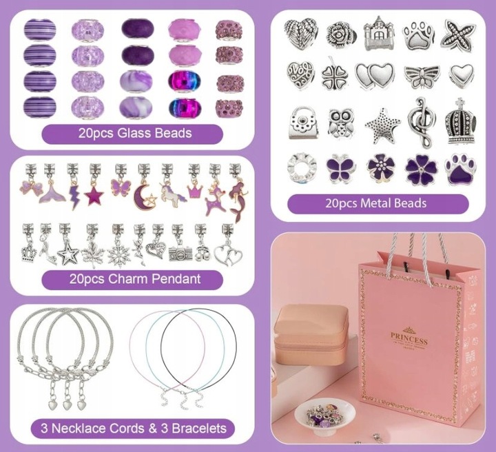 ZESTAW DO ROBIENIA NASZYJNIKÓW BRANSOLETEK KREATYWNY PREZENT DLA DZIECI