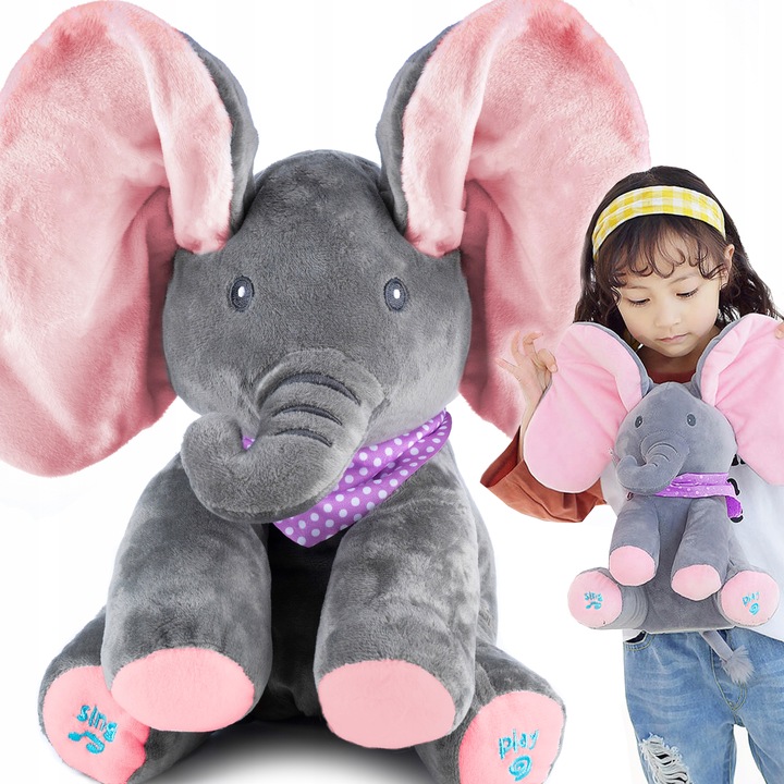 Słoń Pluszak Peek-A-Boo Zabawa W Chowanego Dla Dzieci Interaktywna Prezent