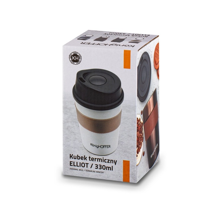 KUBEK TERMICZNY do KAWY Herbaty na WYNOS Biały Konighoffer Elliot 330 ml