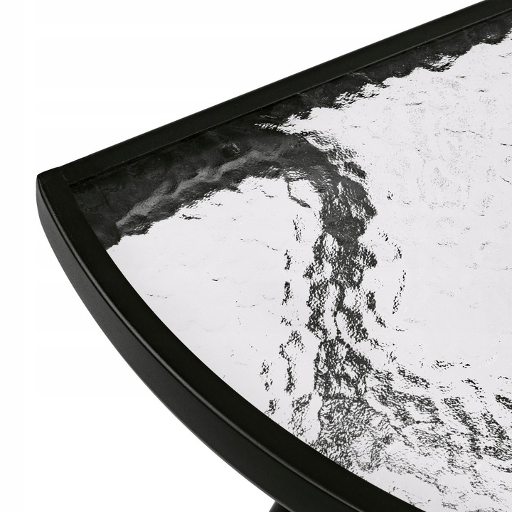 Stolik Metalowy Półokrągły ze Szklanym Blatem Hartowanym do Balkonu Taras