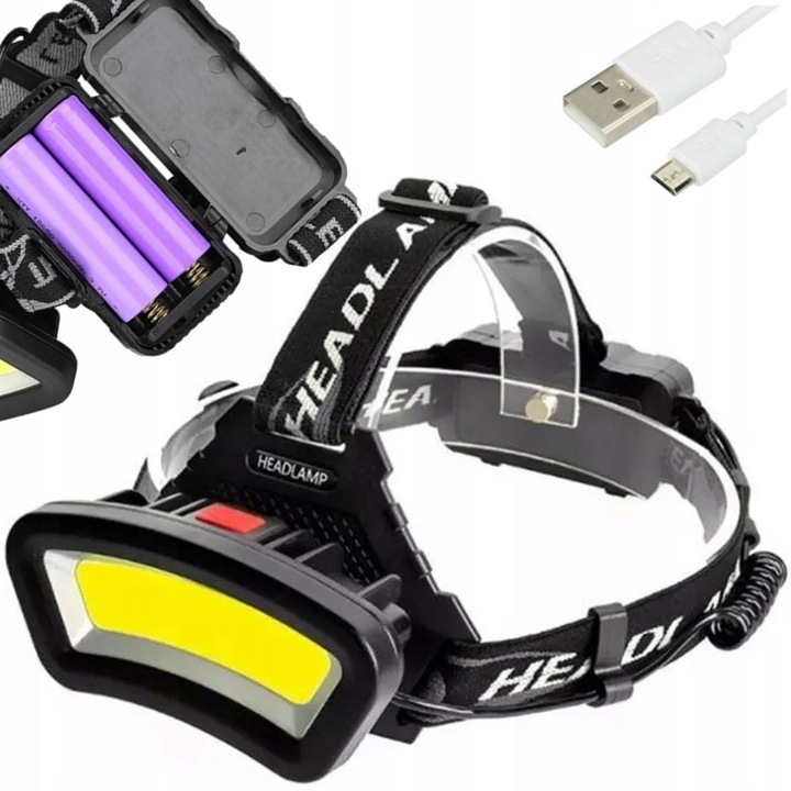 Czołówka 1000Lm akumulator 2400mAh LED COB czołowa latarka lampka lampa