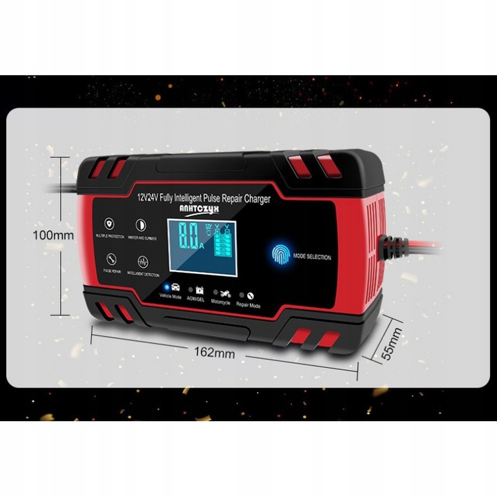 Prostownik Automatyczny Samochodowy Z Funkjcą Naprawy Akumulatora 12 24V