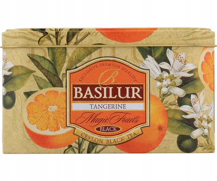 Basilur TANGERINE czarna herbata MANDARYNKA torebki PUSZKA - 20 x 2 g