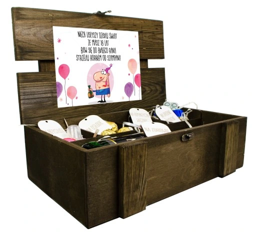 KUFEREK SKRZYNKA PREZENT NA URODZINY URODZINOWY 18 30 40 50