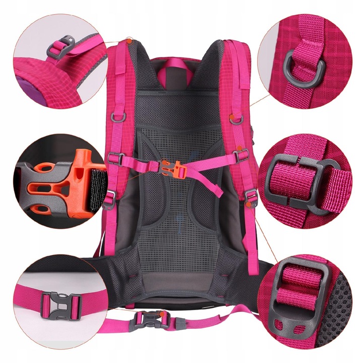 Plecak turystyczny 43l AOKING - fuksja, podzielna komora, wygodny