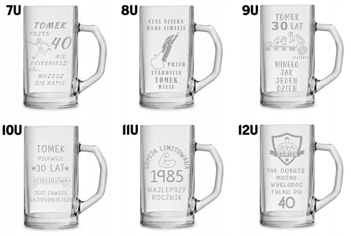 Duży kufel do piwa na prezent z grawerem 640ml logo tekst urodziny