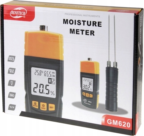 WILGOTNOŚCIOMIERZ PRECYZYJNY I SZYBKI MIERNIK WILGOTNOŚCI DREWNA+SONDA LCD