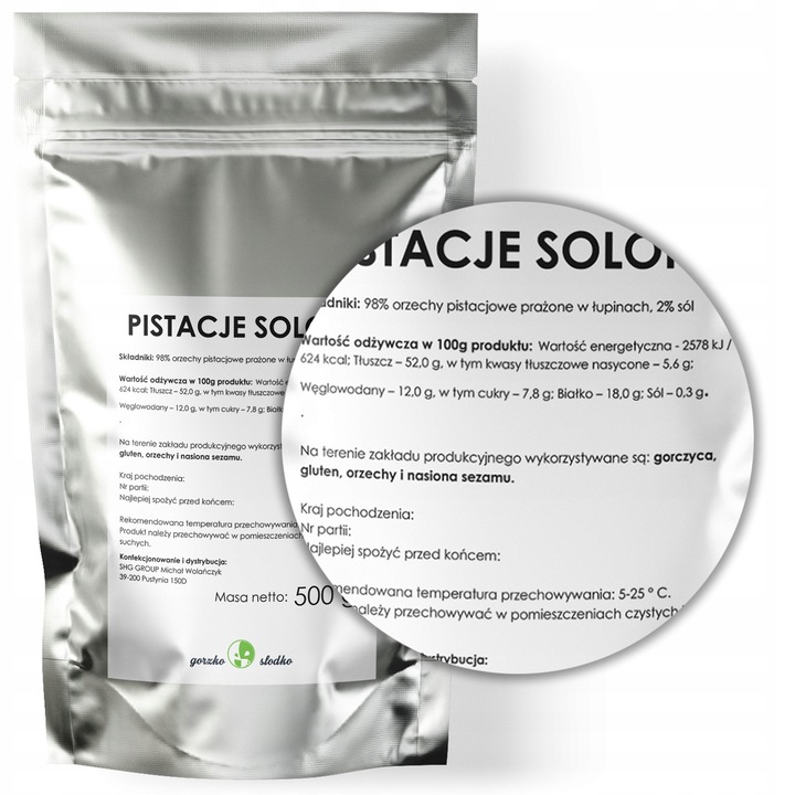 PISTACJE SOLONE PRAŻONE naturalne premium 500g