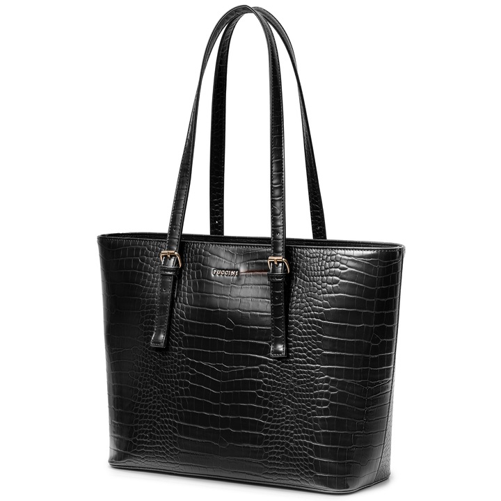 Torebka Damska Shopper Na Ramię PUCCINI Duża Mieści A4 Czarna BML054D-1