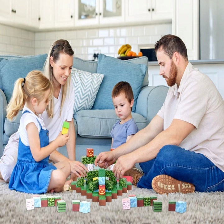 Klocki Magnetyczne Minecraft- Sześciany 107 szt. + Figurka i Karty- Mocne!