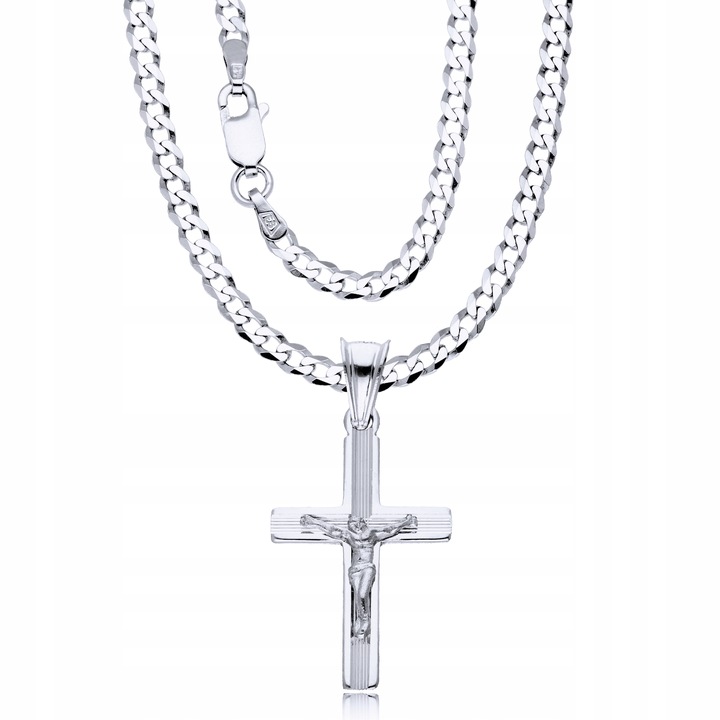 Srebrny Łańcuszek 925 Krzyżyk Męski Dzień Ojca Taty Grawer