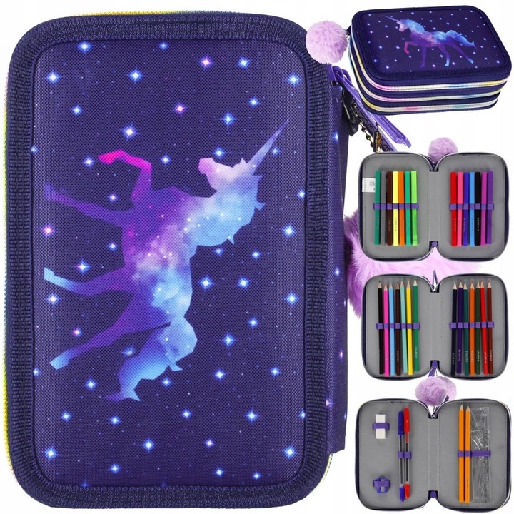 TORNISTER ERGONOMICZNY SZKOLNY DLA DZIEWCZYNKI JEDNOROŻCE PIÓRNIK WOREK