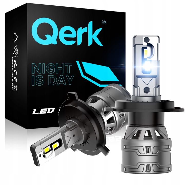 ŻARÓWKI LED H4 QERK E4 RETROFIT 120W 6000K MOCNE CANBUS ODCIĘCIE