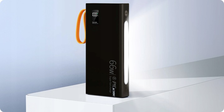 MOCNY POWERBANK 30000MAH 66W LATARKA LCD LED 4 USB USB-C + KABEL 3W1