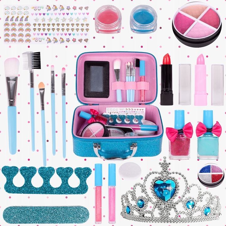 KUFEREK KOSMETYKÓW ZESTAW DO MAKIJAŻU I PAZNOKCI ŚNIEŻYNKA DLA DZIECI