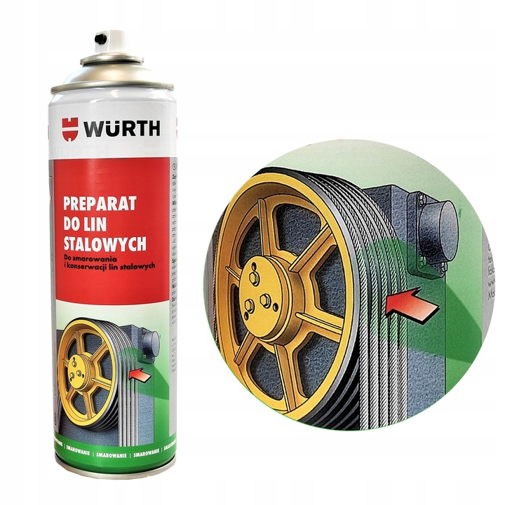 WURTH Smar do Przekładni Linowych Lin Stalowych Antykorozyjny Spray 500 ml