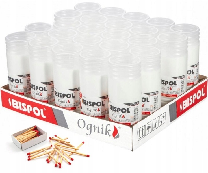 BISPOL Wkłady do zniczy parafinowe WP3 72H 24szt.