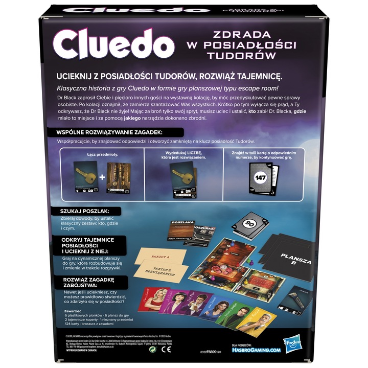 GRA PLANSZOWA RODZINNA IMPREZOWA CLUEDO ZDRADA W POSIADŁOŚCI TUDORÓW HASBRO