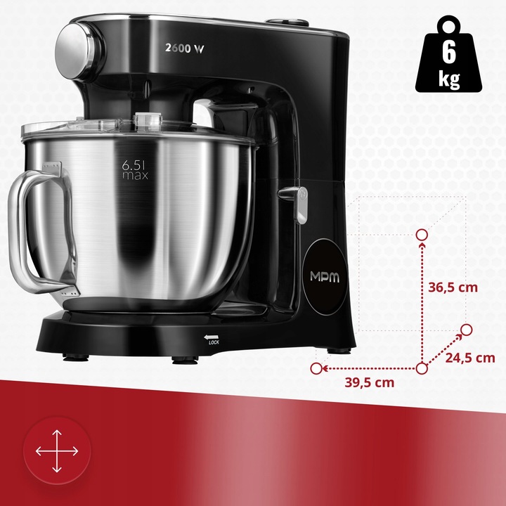 Robot planetarny kuchenny duża moc MPM MRK-22 2600 W