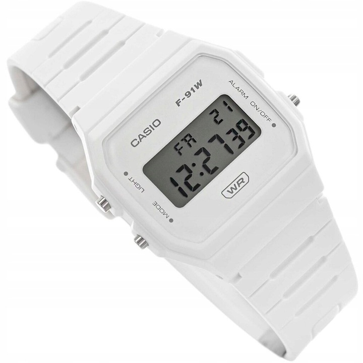 ZEGAREK MĘSKI CASIO F-91WB-7A klasyka retro elektroniczny biały