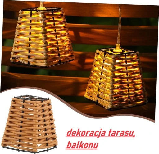 lampa solarna GIRLANDA 10ciepych LED dekoracja taras balkon koszyczek P-725