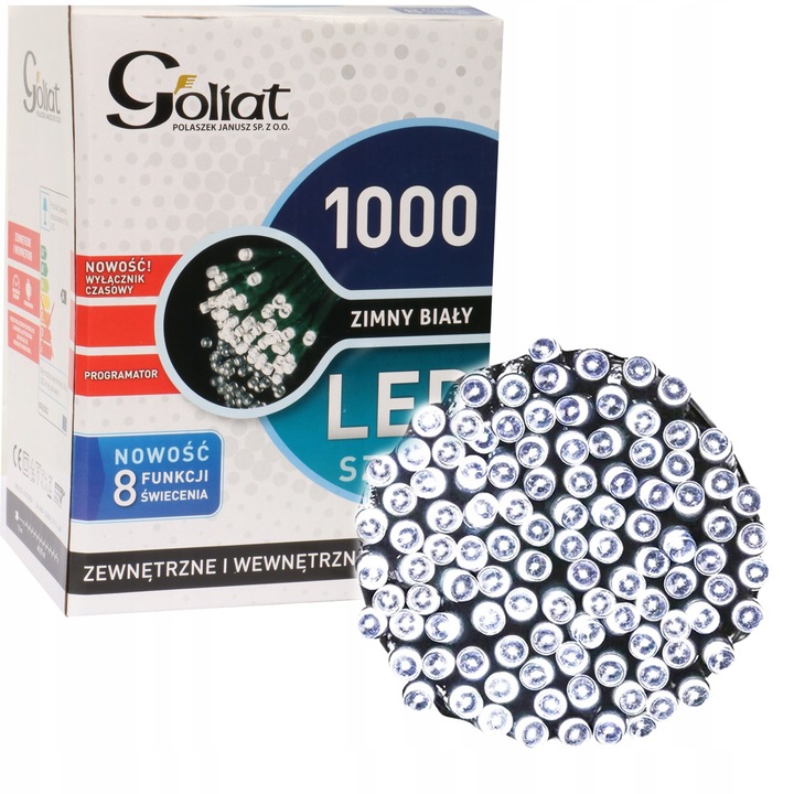 LAMPKI CHOINKOWE 50 METRÓW 100LED z programatorem 8 FUNKCJI światełka