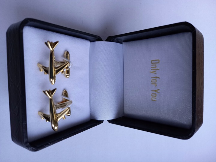 Złote spinki do mankietów Exciting Samolot Boeing Embraer Bombardier Airbus